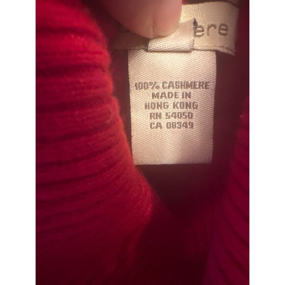 Jones New York Country Vintage 90s Red Cashmere Turtleneck Sweater L Minimalist - Picture 4 of 5
